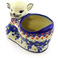 Ceramika Bona H1802G Polish Pottery Ceramic Bunny Shaped Jar Hand Painted, 5-Inch