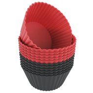 Freshware CB-321RB 24-Pack Silicone Jumbo Rectangle Round Reusable Cupcake and Muffin Baking Cup, Black and Red... N6