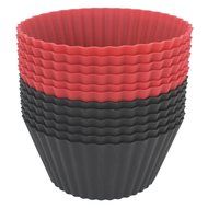 Freshware CB-321RB 24-Pack Silicone Jumbo Rectangle Round Reusable Cupcake and Muffin Baking Cup, Black and Red... N7