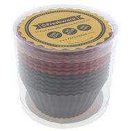 Freshware CB-321RB 24-Pack Silicone Jumbo Rectangle Round Reusable Cupcake and Muffin Baking Cup, Black and Red... N9