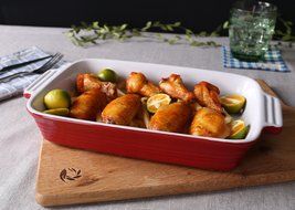 ISHOP-Tech Oblong Rectangular Baking Dish Roasting Lasagna Pan,1200ml, Red, 12&quot;