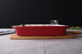 ISHOP-Tech Oblong Rectangular Baking Dish Roasting Lasagna Pan,1200ml, Red, 12&quot; N6