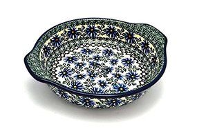 Polish Pottery Baker - Round with Grips - Medium - Blue Chicory