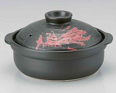 Ishime Fire for 5-6 persons 13inch Donabe Japanese Hot pot Black Ceramic Made in Japan