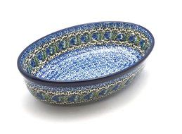 Polish Pottery Baker - Oval - Medium - Peacock Feather