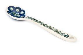 Polish Pottery Peacock Swirl Sugar Spoon