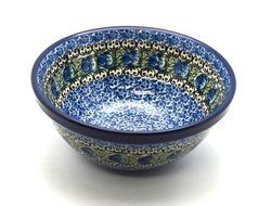 Polish Pottery Bowl - Salad/Cereal - Peacock Feather