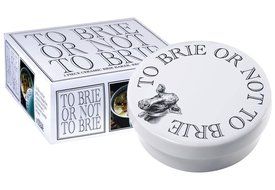 Gourmet Du Village Brie &amp; Camembert Cheese Baker &amp; Server with Lid, To Brie or Not To Brie, White