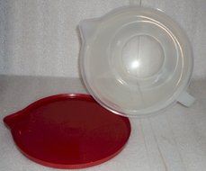 Vintage Tupperware 8 Cup Batter Bowl Mix N Stor Measuring Pitcher, Sheer w/ Red Seal N4