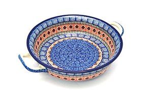 Polish Pottery Baker - Round with Handles - Medium - Aztec Sun