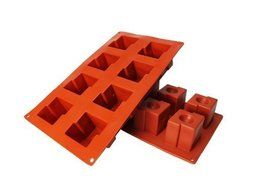 NY Cake Silicone Baking Mold - Square with Circle 6 Cavities.
