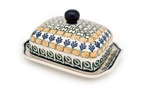 Polish Pottery Herb Garden Butter Dish