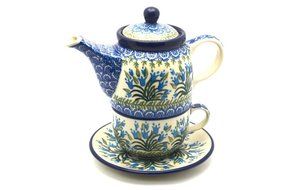 Polish Pottery Tea Time for One - Blue Bells