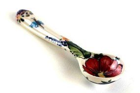 Polish Pottery Floral Butterfly Teaspoon