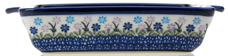 Ceramika Boleslawiecka Kalich Polish Hand Painted Baking Dish 6&quot; x 5&quot; x 1.5&quot; (Blueberries) N2