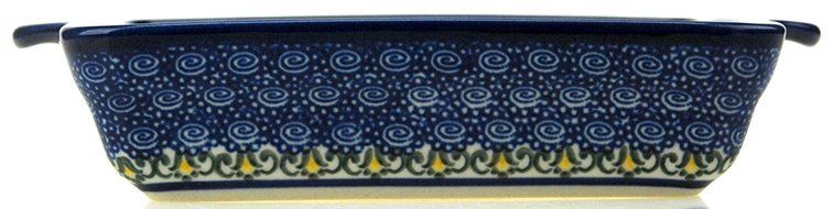 Ceramika Boleslawiecka Kalich Polish Hand Painted Baking Dish 6&quot; x 5&quot; x 1.5&quot; (Blueberries) N4