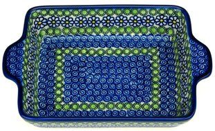 Ceramika Boleslawiecka Kalich Polish Hand Painted Baking Dish 6&quot; x 5&quot; x 1.5&quot; (Blueberries) N7