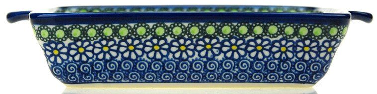 Ceramika Boleslawiecka Kalich Polish Hand Painted Baking Dish 6&quot; x 5&quot; x 1.5&quot; (Blueberries) N8