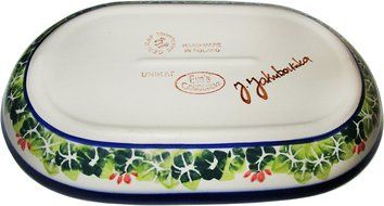 Boleslawiec Stoneware - Polish Pottery 9 1/4&quot; Oval Serving Platter - Eva&#039;s Collection &quot;Spring&quot; N3