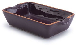 Plum Purple Glazed Terracotta Ceramic Sm Rectangle Baker, 9&quot;Lx5.5&quot;Wx2.25&quot;H N2