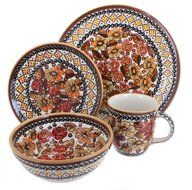 Polish Pottery Autumn Rose 4 Piece Dinner Set