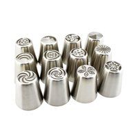 SIM&amp;NAT Russian Piping Tips Nuzzle - 12 PCS Cake Flower Decorative Tips, with Triple Coupler and 10 Disposable... N2