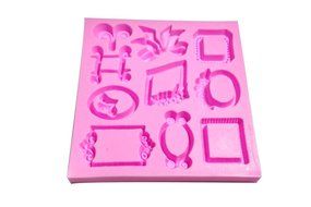 Wocuz MK564 Silicone Picture Frame Shapes Fondant Mold Candy Making Mold Cake Decoration Gum Mould N2