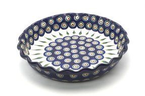 Polish Pottery Baker - Pie Dish - Fluted - Peacock