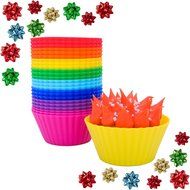 Borealis Baking Premium Silicone Baking Cups - 24 Reusable Cupcake Liners / Muffin Cups in 8 Beautiful Colors...