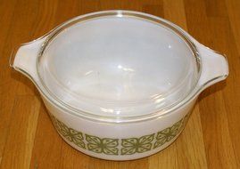 Vtg Pyrex Square Flower Verde Green (475-B) Casserole Baking Dish (2.5 Qt) &amp; LID N3