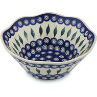 Ceramika Bona H5920F Polish Pottery Ceramic Fluted Bowl Hand Painted, 9-Inch
