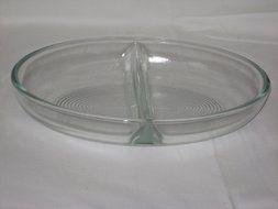 Vintage Glasbake Oval 9x6x2 Inch Divided Baking Serving Dish 558 USA