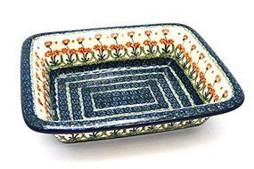 Polish Pottery Baker - Casserole - Peach Spring Daisy