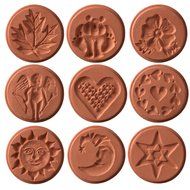 JBK Pottery Unique Cookie Stamps, Set of 9