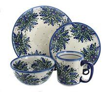 Polish Pottery Hyacinth 4-Piece Dinner Set