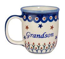 New Polish Pottery 12oz Mug - WNUCZEK, GRANDSON N2