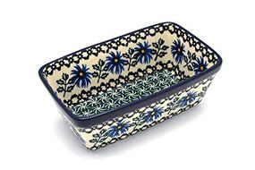 Polish Pottery Baker - Mini Loaf Pan - Blue Chicory