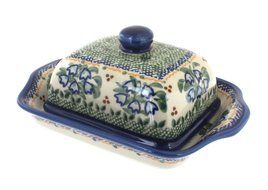 Polish Pottery Bluebell Butter Dish