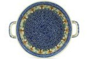 Polmedia Polish Pottery 10-inch Stoneware Round Baker with Handles H2314H Hand Painted from Ceramika Artystyczna... N2