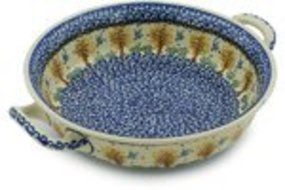 Polmedia Polish Pottery 10-inch Stoneware Round Baker with Handles H2314H Hand Painted from Ceramika Artystyczna... N4