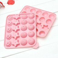 Lariy Silicone Cake Candy Chocolate Lollipop Mold With 20 Sticks Funny Stars Circle