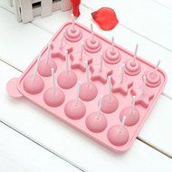 Lariy Silicone Cake Candy Chocolate Lollipop Mold With 20 Sticks Funny Stars Circle N6