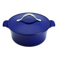 Anolon Vesta Cast Iron Cookware Round Covered Casserole, 5 quart, Cobalt Blue N3