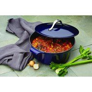 Anolon Vesta Cast Iron Cookware Round Covered Casserole, 5 quart, Cobalt Blue N6