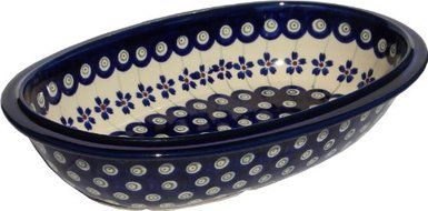 Polish Pottery Oval Serving Dish From Zaklady Ceramiczne Boleslawiec #278-166a Floral Peacock Classic Pattern,...