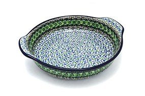 Polish Pottery Baker - Round with Grips - Large - Kiwi