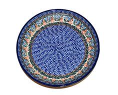 Polish Pottery Hand Made and Painted 10" Pie Baking Dish (S107A) N2