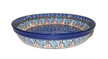 Polish Pottery Hand Made and Painted 10" Pie Baking Dish (S107A) N3