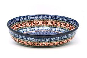 Polish Pottery Baker - Oval - Small - Aztec Sun