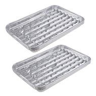 Kmise 2 Set Large Disposable Aluminum Foil Barbecue Grill Plate for Home Picnic and BBQ